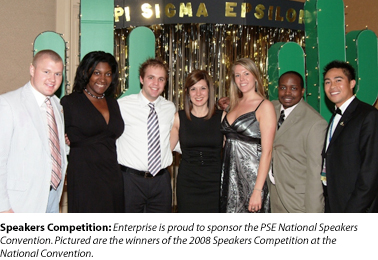 Speakers Competition: Enterprise is proud to sponser the PSE National Speakers Convention. Pictured are the winners of the 2008 Speakers Competition at the National Convention.
